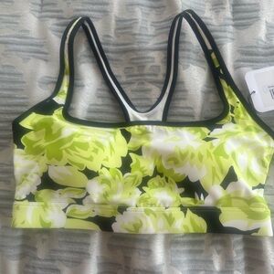 ZYIA Floral Sports Bra - Neon Green and White
